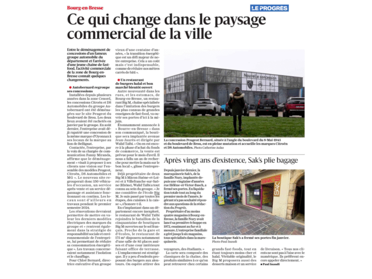 PRINT – Le Progrès : Ce qui change dans le paysage commercial de la ville