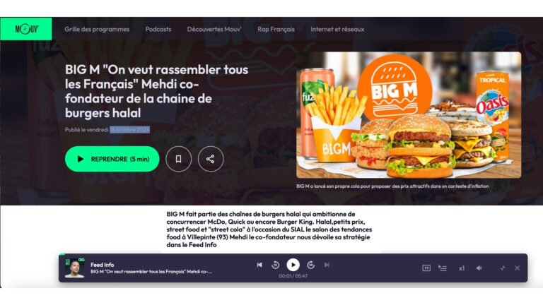 RADIO – Mouv : BIG M « On veut rassembler tous les Français » Mehdi co-fondateur de la chaine de burgers halal