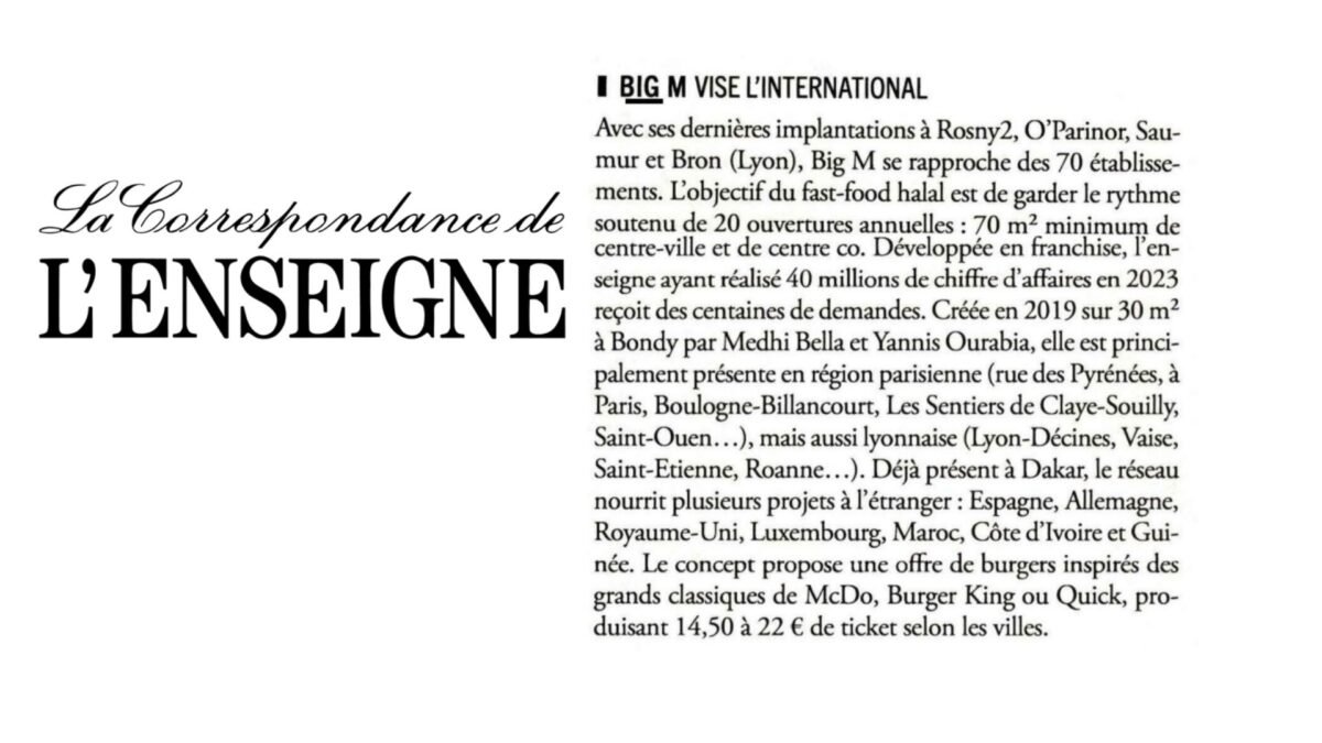 BiG M vise l'international