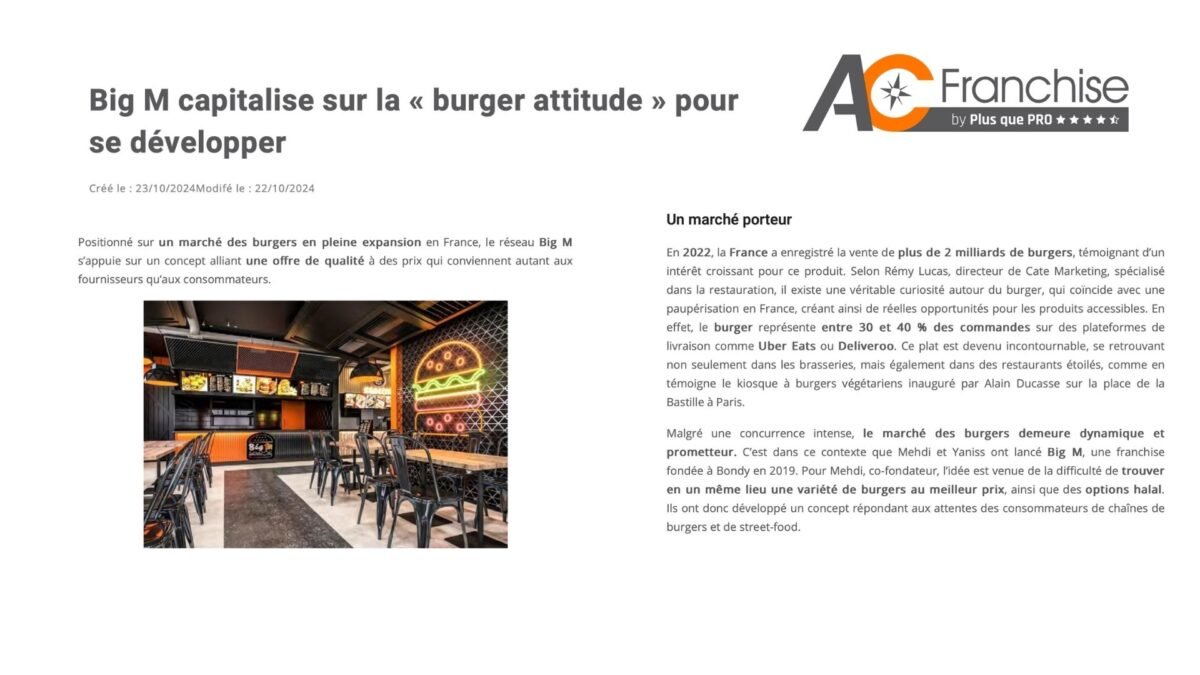 Big M capitalise sur la « burger attitude » pour se développer