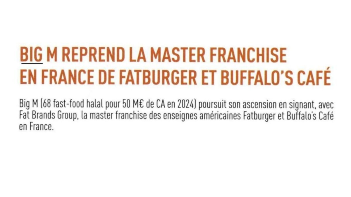 BIG M REPREND LA MASTER FRANCHISE EN FRANCE DE FATBURGER ET BUFFALO'S CAFÉ