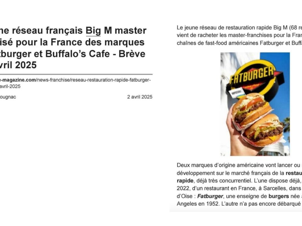 Le jeune réseau français Big M master franchisé pour la France des marques US Fatburger et Buffalo's Cafe