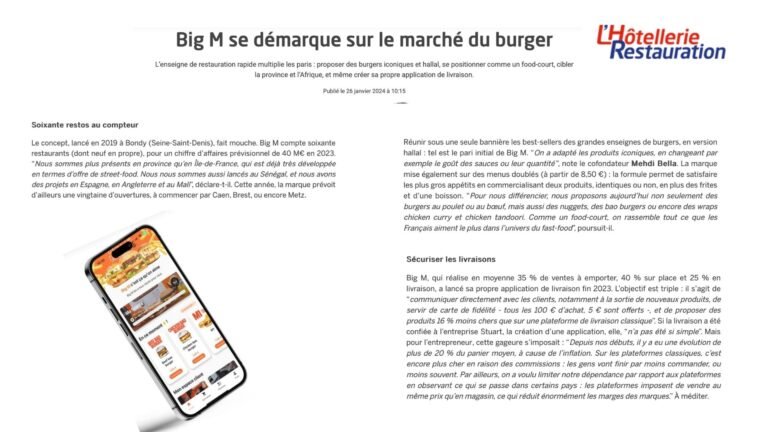WEB / PRINT – HOTELLERIE RESTAURATION : « Big M se démarque sur le marché du burger »