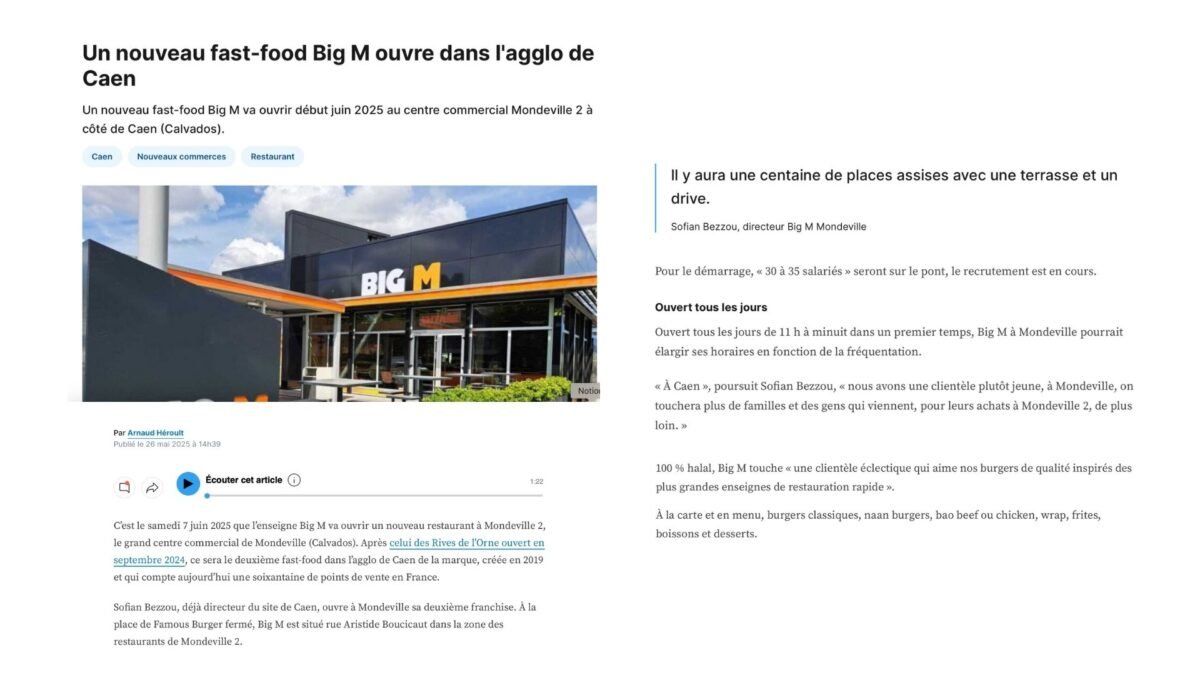 Un nouveau fast-food Big M ouvre dans l'agglo de Caen