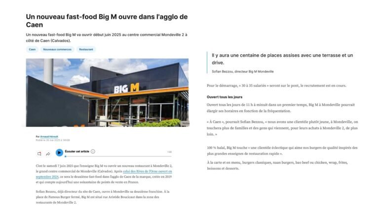 WEB – ACTU – « Un nouveau fast-food Big M ouvre dans l’agglo de Caen »