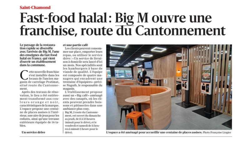 PRINT – LE PROGRES – « Fast-food halal : Big M ouvre une franchise, route du Cantonnement »