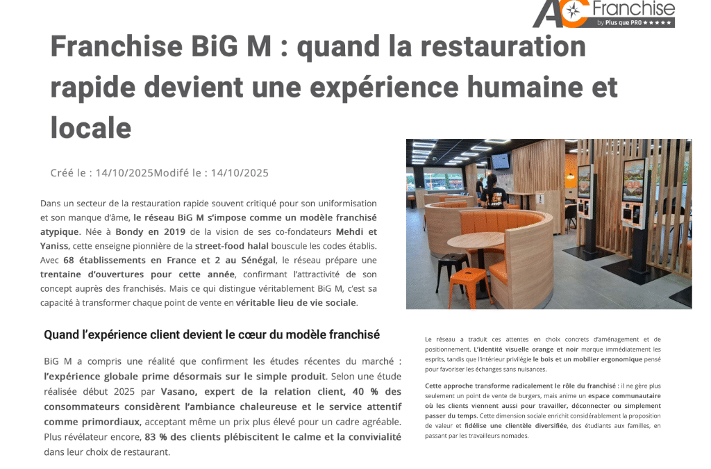 Franchise BiG M : quand la restauration rapide devient une expérience humaine et locale