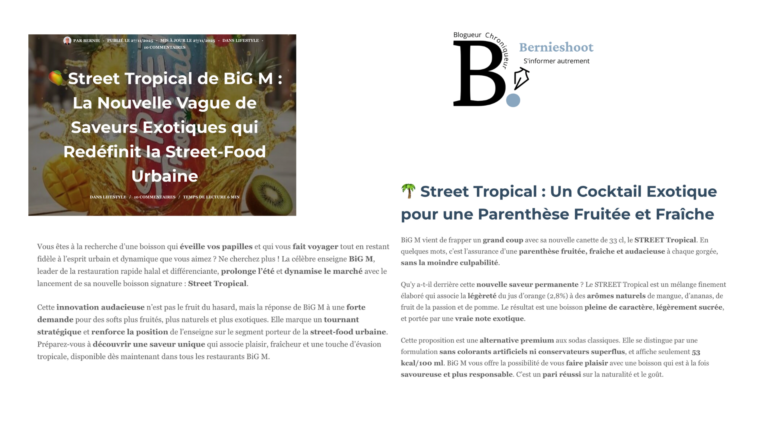 WEB – BERNIESHOOT- Street Tropical de BiG M : La Nouvelle Vague de Saveurs Exotiques qui Redéfinit la Street-Food Urbaine