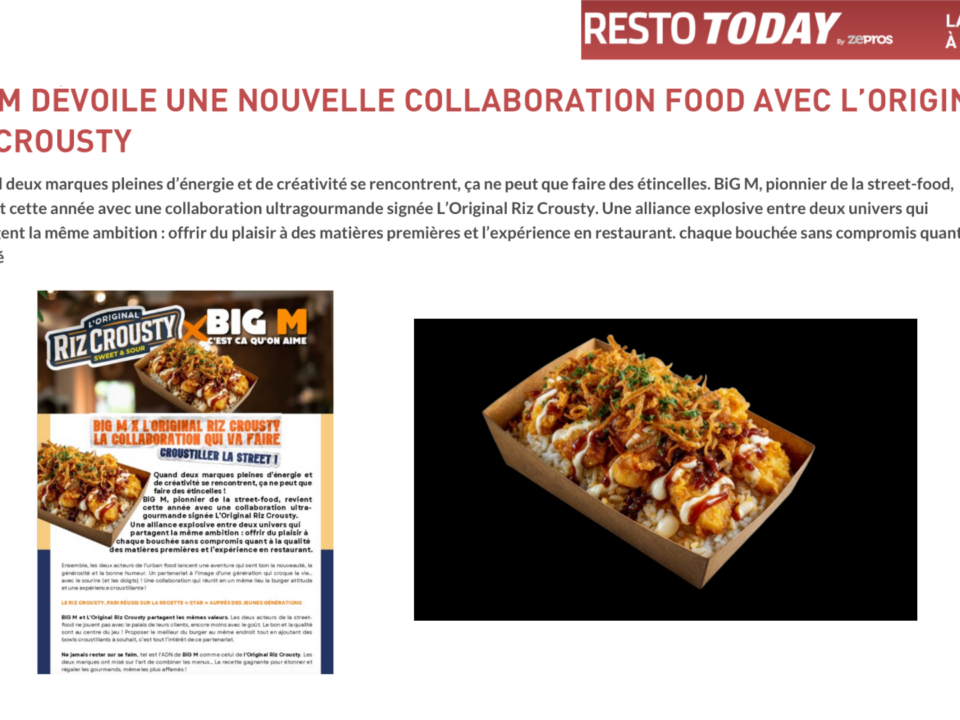 BIG M DÉVOILE UNE NOUVELLE COLLABORATION FOOD AVEC L’ORIGINAL RIZ CROUSTY