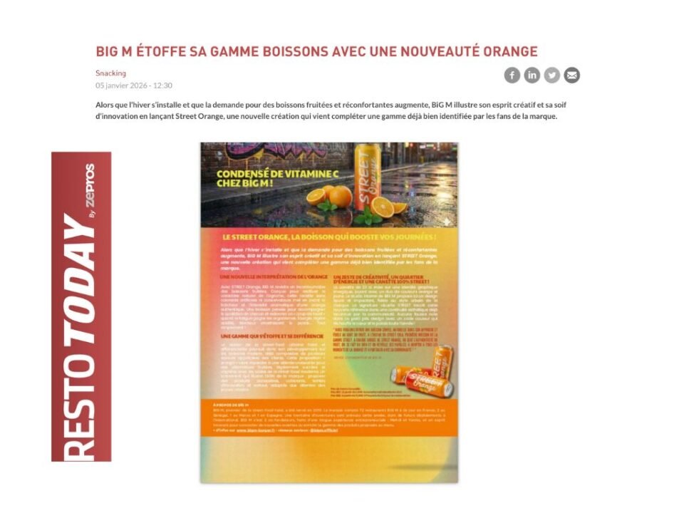 BIG M ÉTOFFE SA GAMME BOISSONS AVEC UNE NOUVEAUTÉ ORANGE