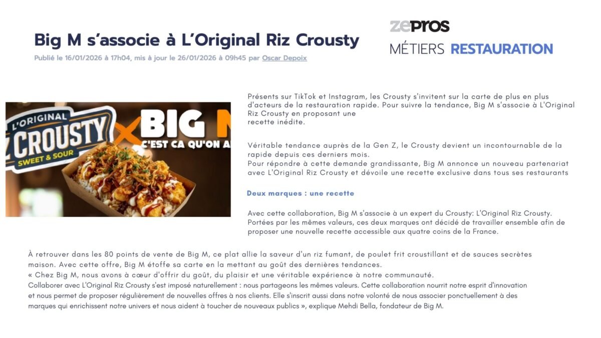 Big M s’associe à L’Original Riz Crousty