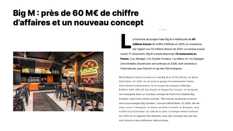 WEB – TENDANCE RESTAURATION :     » Big M : près de 60 M€ de chiffre d’affaires et un nouveau concept « 
