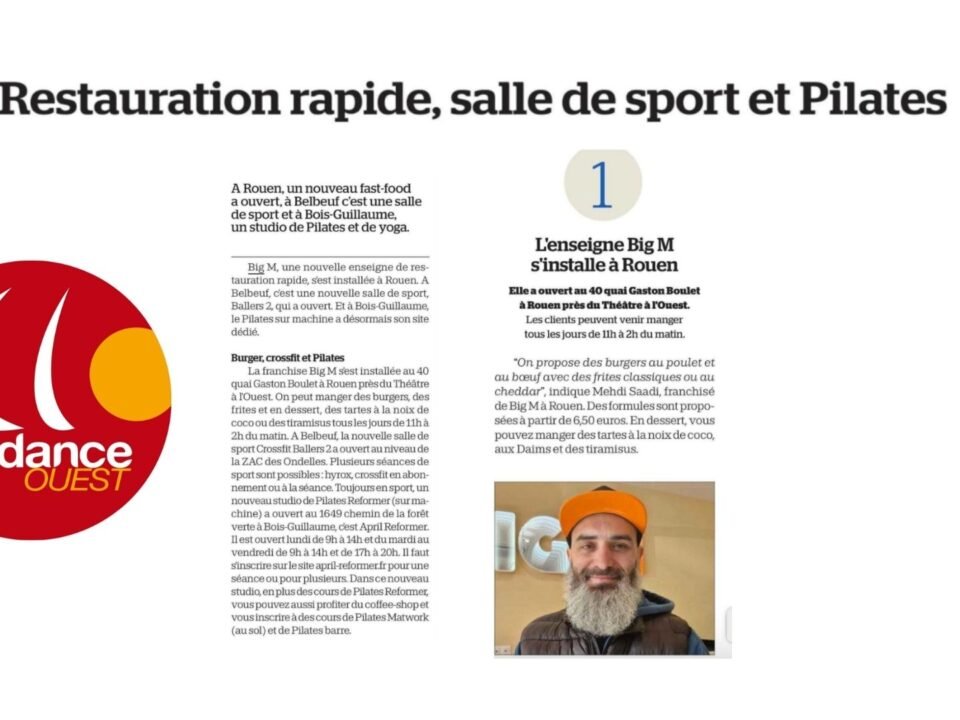 Restauration rapide, salle de sport et Pilates